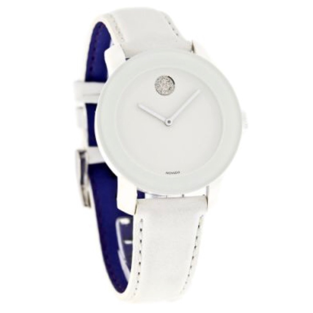 Authentic Movado Bold White Leather Watch